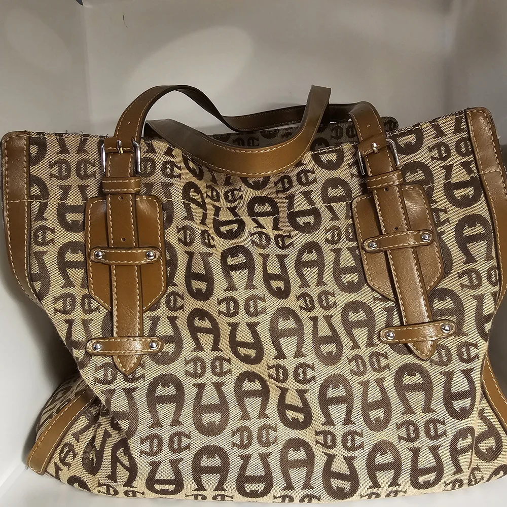 Etienne Aigner Brown Logo Canvas Tote Bag